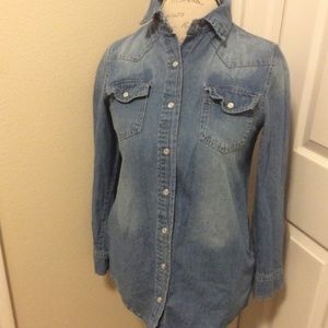 Women's Back Number Long Sleeve Denim Top Size L